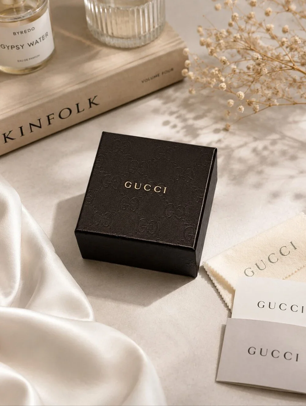 Gucci Black Embossed GG Jewelry Box with Gold Logo